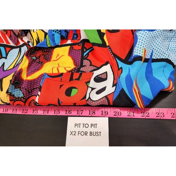 Reason Mens Large Shirt Button Up Pop Art Retro Comic Graphic Wild Colorful Geek - Picture 12 of 14